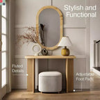 Consolle Rettangolare Scanalata in Rovere Beige, Monoutente