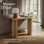 Consolle Rettangolare Scanalata in Rovere Beige, Monoutente
