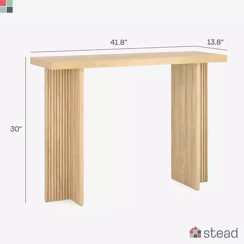 Consolle Rettangolare Scanalata in Rovere Beige, Monoutente