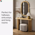 Consolle Rettangolare Scanalata in Rovere Beige, Monoutente
