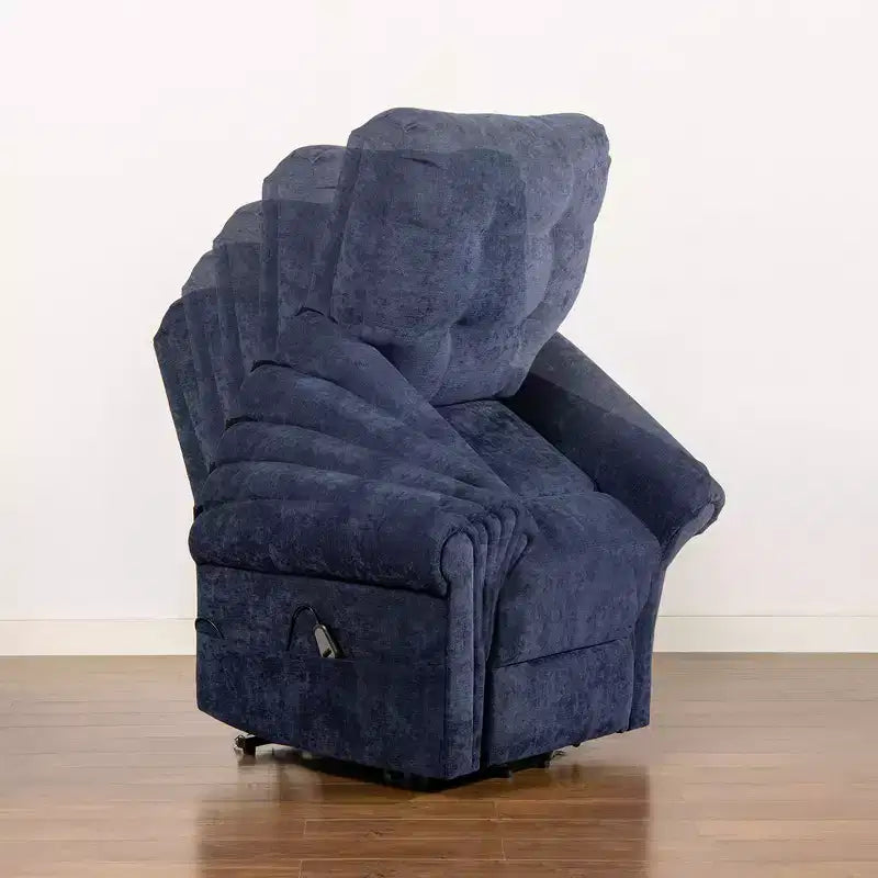 Poltrona Reclinabile Elettrica Cioccolato Marrone / Blu Notte, Posto Singolo, 91 cm L