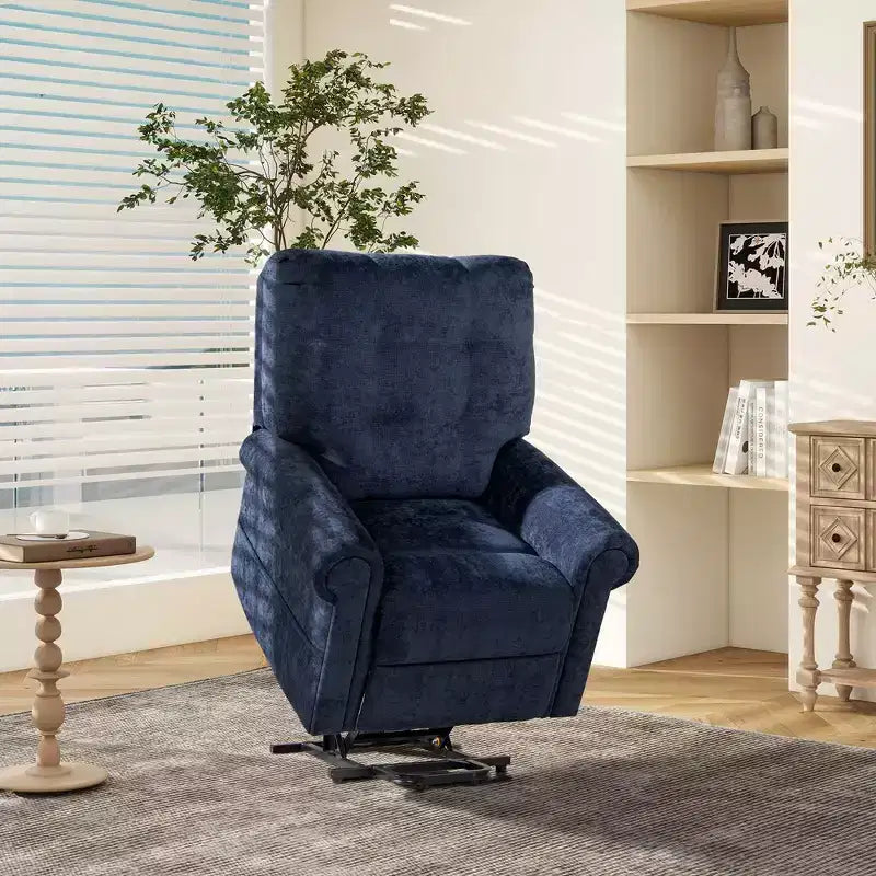 Poltrona Reclinabile Elettrica Cioccolato Marrone / Blu Notte, Posto Singolo, 91 cm L