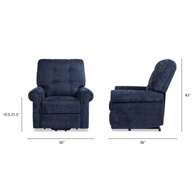 Poltrona Reclinabile Elettrica Cioccolato Marrone / Blu Notte, Posto Singolo, 91 cm L