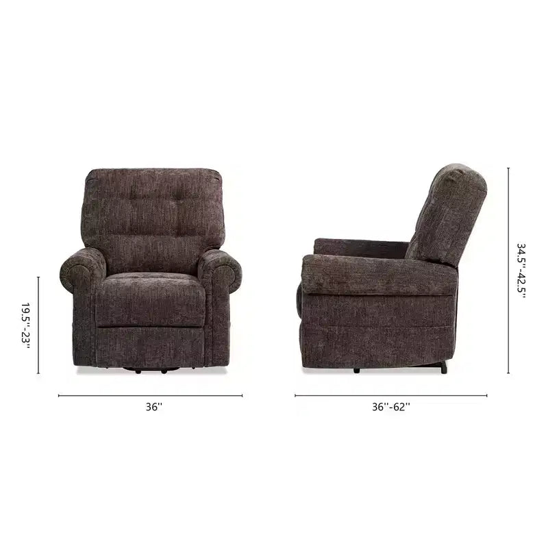 Poltrona Reclinabile Elettrica Cioccolato Marrone / Blu Notte, Posto Singolo, 91 cm L