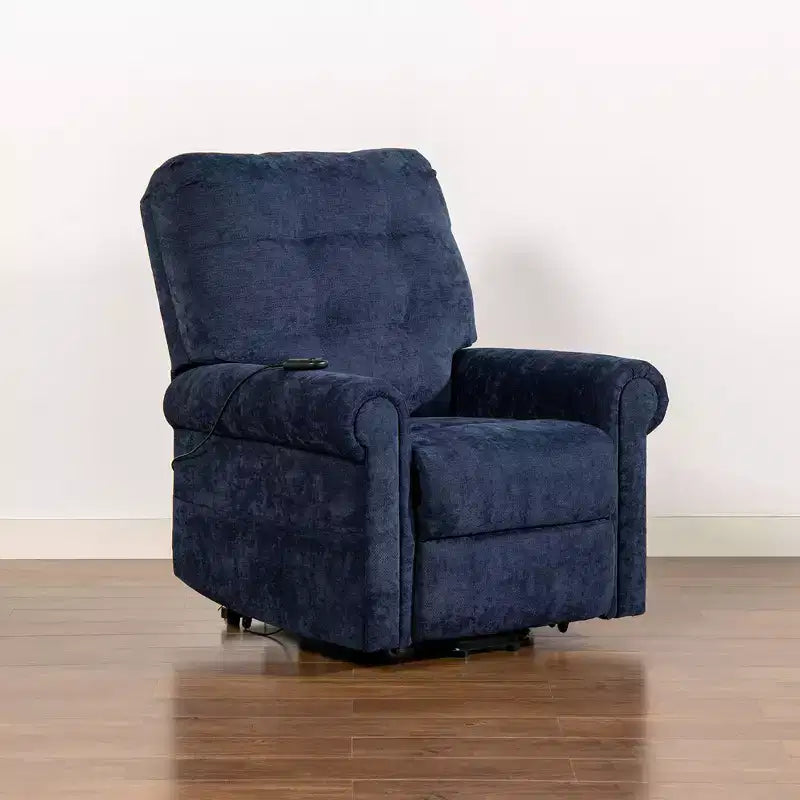Poltrona Reclinabile Elettrica Cioccolato Marrone / Blu Notte, Posto Singolo, 91 cm L