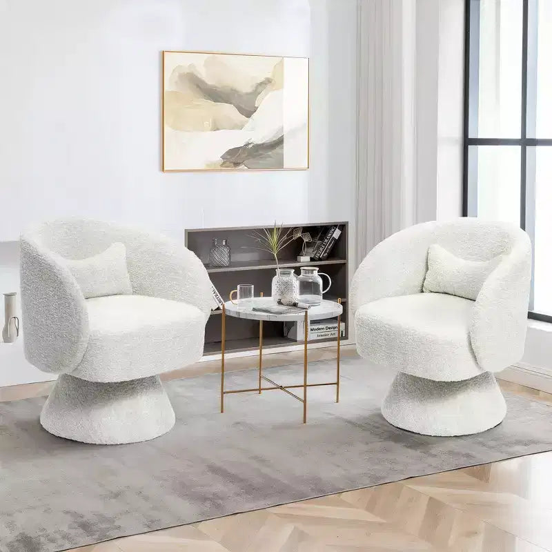 Poltrona girevole accent (senza braccioli) imbottita color crema, 1 posto