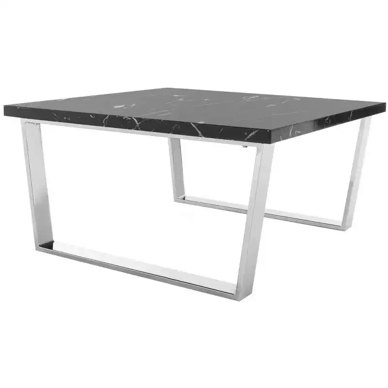 Tavolino quadrato nero/ottone e nero/cromato – Gamba a loop, 1 pezzo