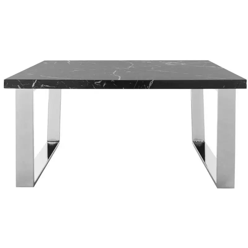 Tavolino quadrato nero/ottone e nero/cromato – Gamba a loop, 1 pezzo