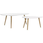 Tavolino da Caffè in Legno Bianco Set di 2, Forma Originale