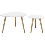 Tavolino da Caffè in Legno Bianco Set di 2, Forma Originale