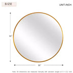 Specchio da parete rotondo in metallo nero a bordo sottile, singolo, 28"/32"/35"