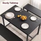 Set da pranzo rettangolare nero per 4 persone, con 2 panche (3 pezzi)