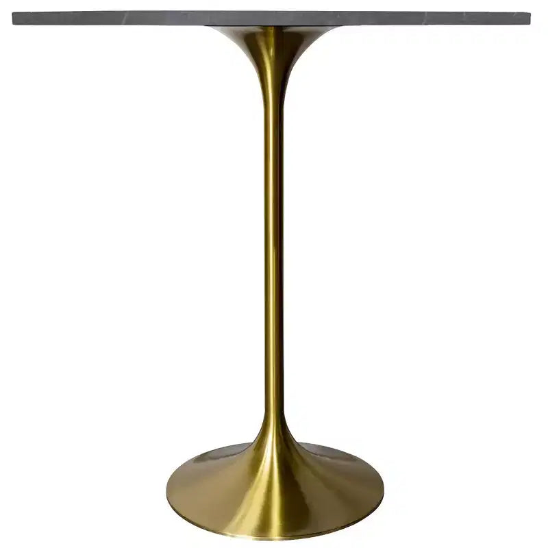 Tavolo da pranzo rotondo da 36" altezza bar, Marmo Nero / Grigio Marmo / Bianco Marmo, piano in pietra sinterizzata, base a piedistallo color oro, 4 posti a sedere