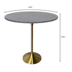 Tavolo da pranzo rotondo da 36" altezza bar, Marmo Nero / Grigio Marmo / Bianco Marmo, piano in pietra sinterizzata, base a piedistallo color oro, 4 posti a sedere