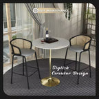 Tavolo da pranzo rotondo da 36" altezza bar, Marmo Nero / Grigio Marmo / Bianco Marmo, piano in pietra sinterizzata, base a piedistallo color oro, 4 posti a sedere