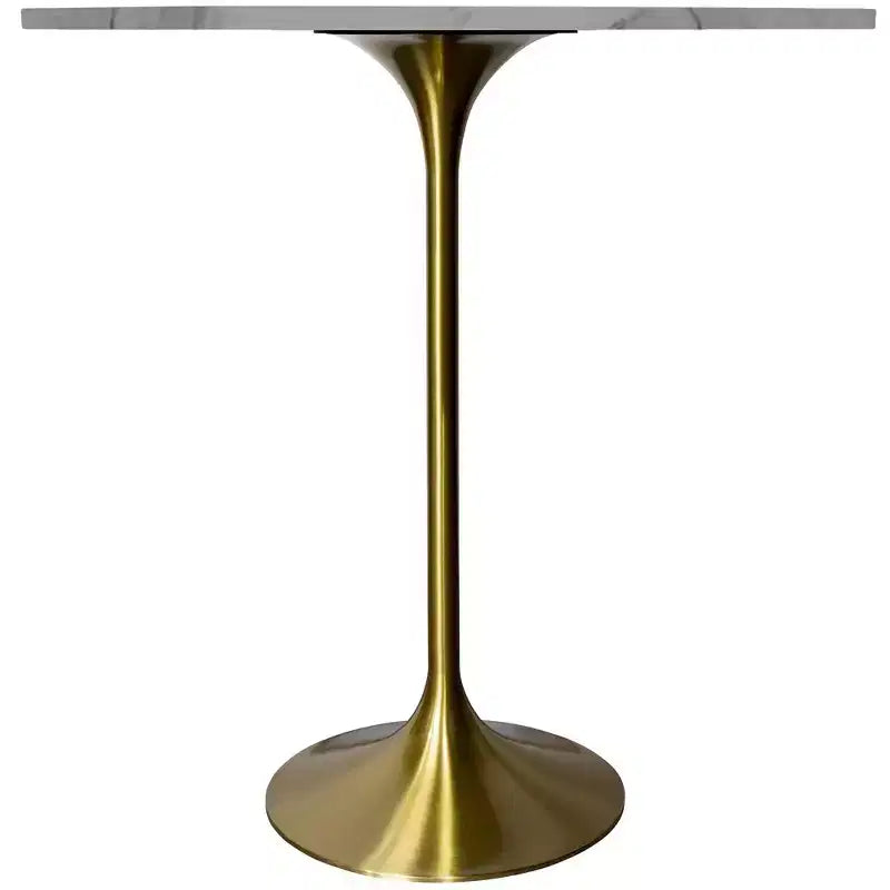 Tavolo da pranzo rotondo da 36" altezza bar, Marmo Nero / Grigio Marmo / Bianco Marmo, piano in pietra sinterizzata, base a piedistallo color oro, 4 posti a sedere