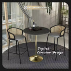 Tavolo da pranzo rotondo da 36" altezza bar, Marmo Nero / Grigio Marmo / Bianco Marmo, piano in pietra sinterizzata, base a piedistallo color oro, 4 posti a sedere