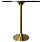 Tavolo da pranzo rotondo da 36" altezza bar, Marmo Nero / Grigio Marmo / Bianco Marmo, piano in pietra sinterizzata, base a piedistallo color oro, 4 posti a sedere