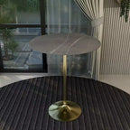 Tavolo da pranzo rotondo da 36" altezza bar, Marmo Nero / Grigio Marmo / Bianco Marmo, piano in pietra sinterizzata, base a piedistallo color oro, 4 posti a sedere