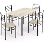 Set da Pranzo 5 Pezzi, Beige/Noce, Metallo e MDF, Posti a Sedere 4