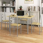 Set da Pranzo 5 Pezzi, Beige/Noce, Metallo e MDF, Posti a Sedere 4