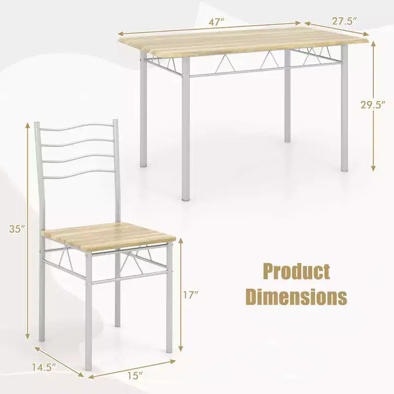 Set da Pranzo 5 Pezzi, Beige/Noce, Metallo e MDF, Posti a Sedere 4