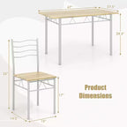Set da Pranzo 5 Pezzi, Beige/Noce, Metallo e MDF, Posti a Sedere 4