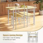 Set da Pranzo 5 Pezzi, Beige/Noce, Metallo e MDF, Posti a Sedere 4