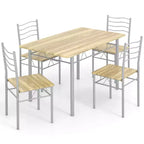 Set da Pranzo 5 Pezzi, Beige/Noce, Metallo e MDF, Posti a Sedere 4