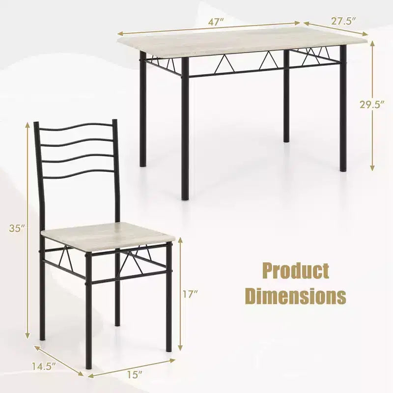 Set da Pranzo 5 Pezzi, Beige/Noce, Metallo e MDF, Posti a Sedere 4