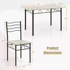 Set da Pranzo 5 Pezzi, Beige/Noce, Metallo e MDF, Posti a Sedere 4
