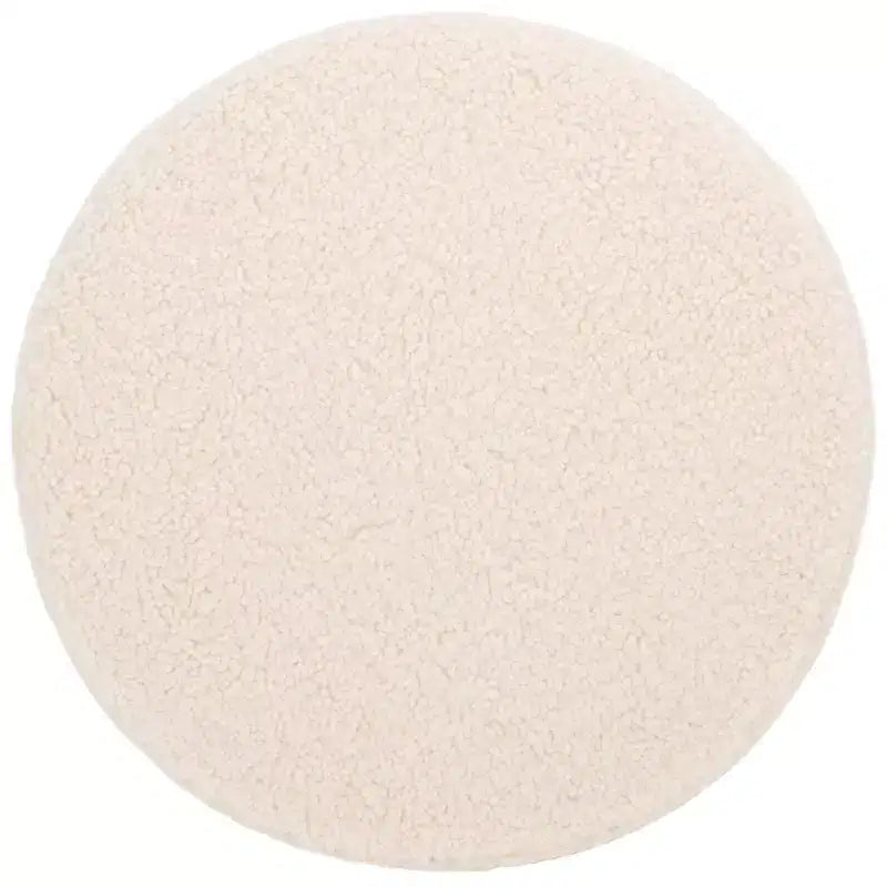 Pouf rotondo in finto shearling bianco sporco/nero, 1 posto