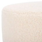 Pouf rotondo in finto shearling bianco sporco/nero, 1 posto