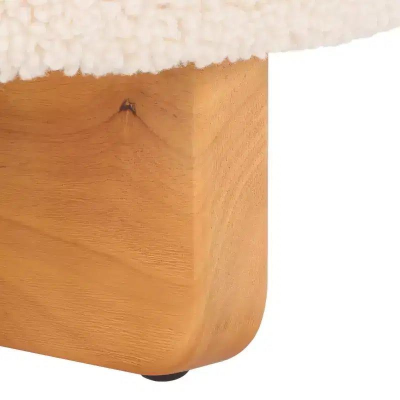 Pouf rotondo in finto shearling bianco sporco/nero, 1 posto
