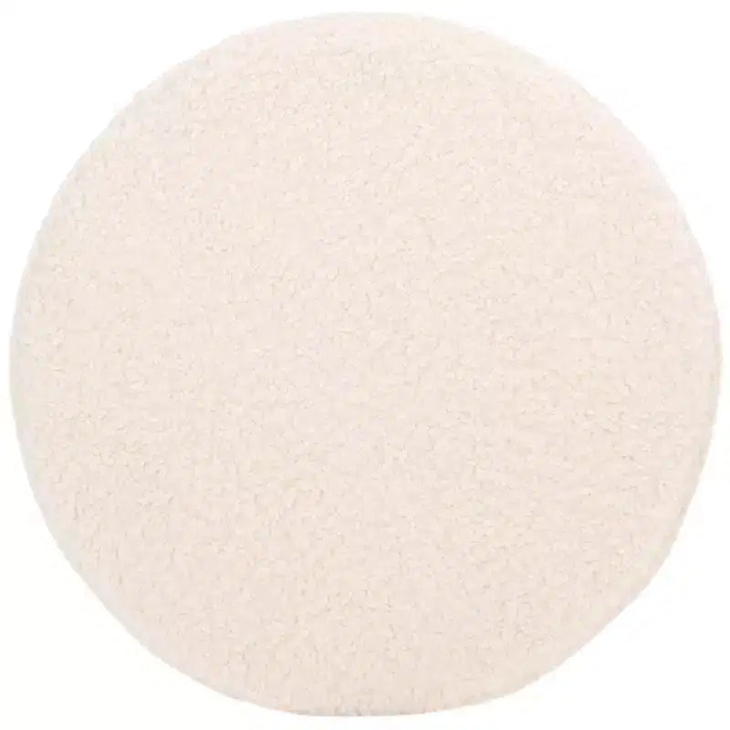 Pouf rotondo in finto shearling bianco sporco/nero, 1 posto