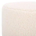 Pouf rotondo in finto shearling bianco sporco/nero, 1 posto