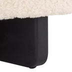Pouf rotondo in finto shearling bianco sporco/nero, 1 posto