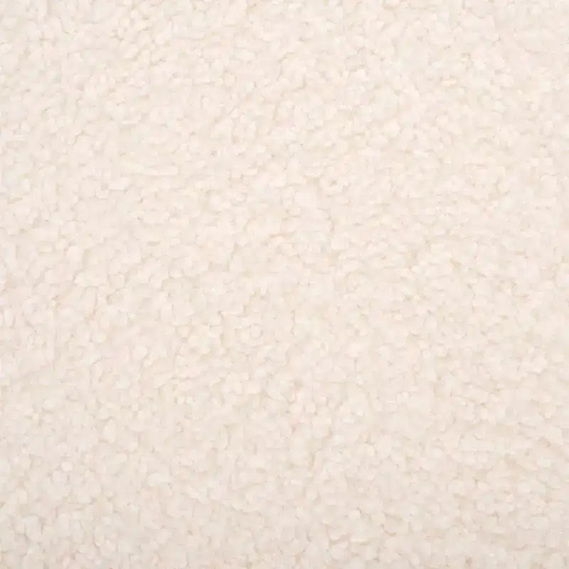 Pouf rotondo in finto shearling bianco sporco/nero, 1 posto