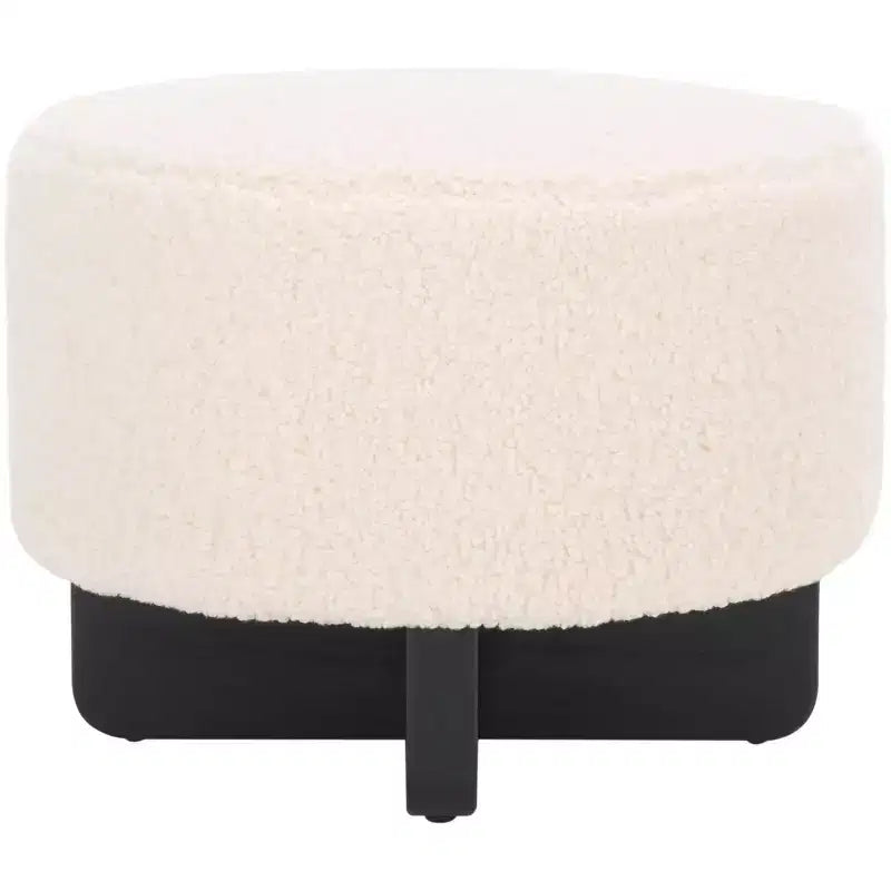 Riah Faux Shearling Round Ottoman - OTT4503 - Safavieh