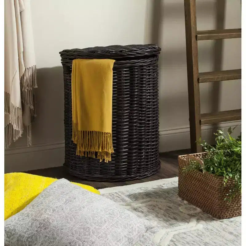 Cesto portabiancheria in rattan naturale marrone con coperchio - Scomparto singolo