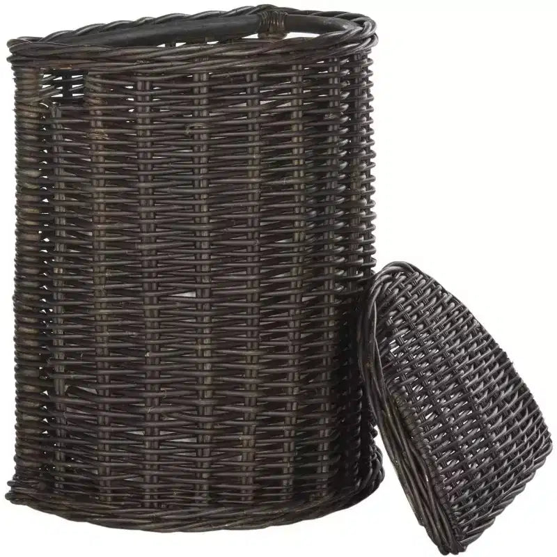 Cesto portabiancheria in rattan naturale marrone con coperchio - Scomparto singolo