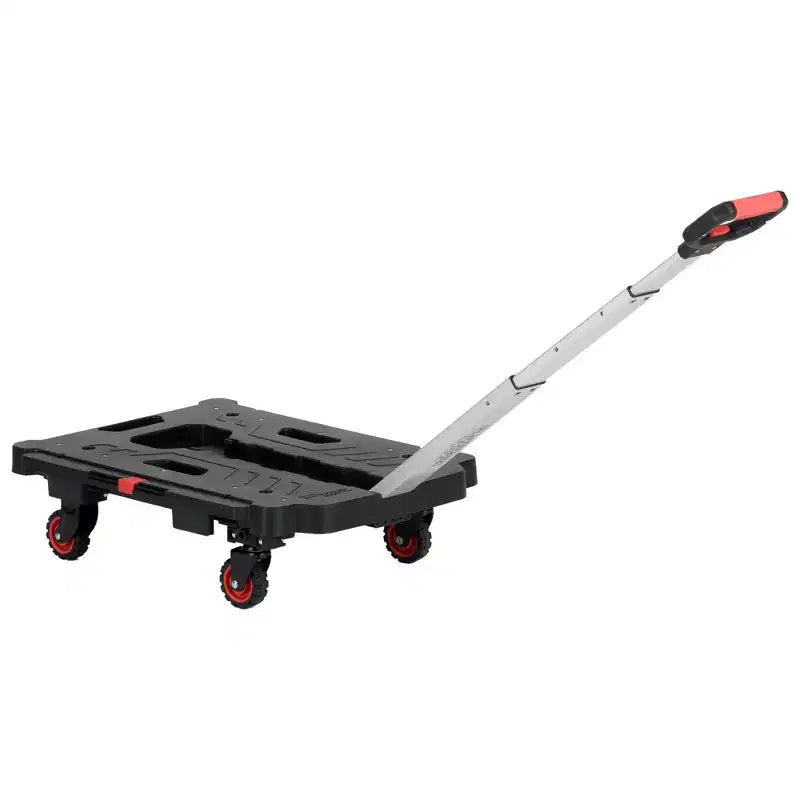 Carrello a piattaforma pieghevole nero con manico allungabile, 1 persona, capacità 136 kg