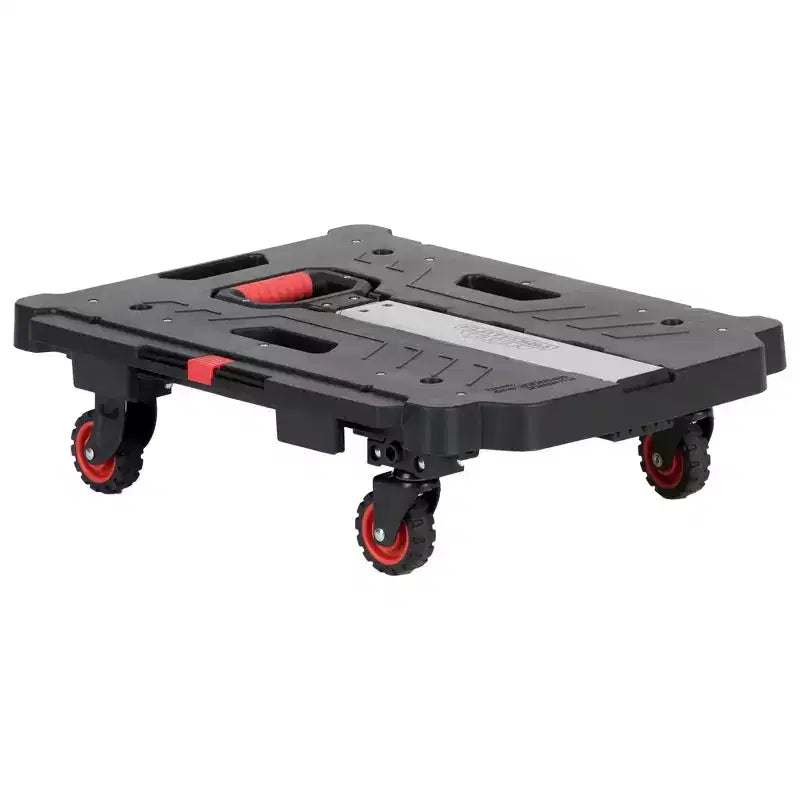 Carrello a piattaforma pieghevole nero con manico allungabile, 1 persona, capacità 136 kg