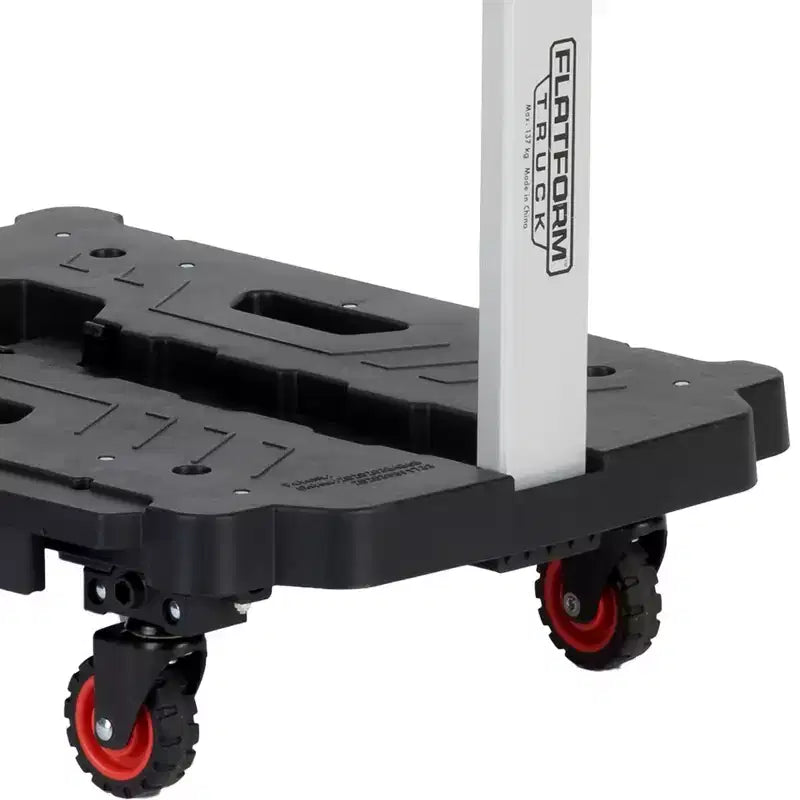 Carrello a piattaforma pieghevole nero con manico allungabile, 1 persona, capacità 136 kg