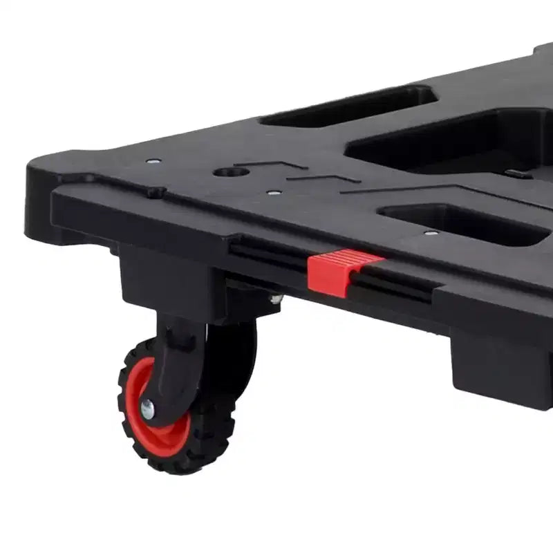 Carrello a piattaforma pieghevole nero con manico allungabile, 1 persona, capacità 136 kg