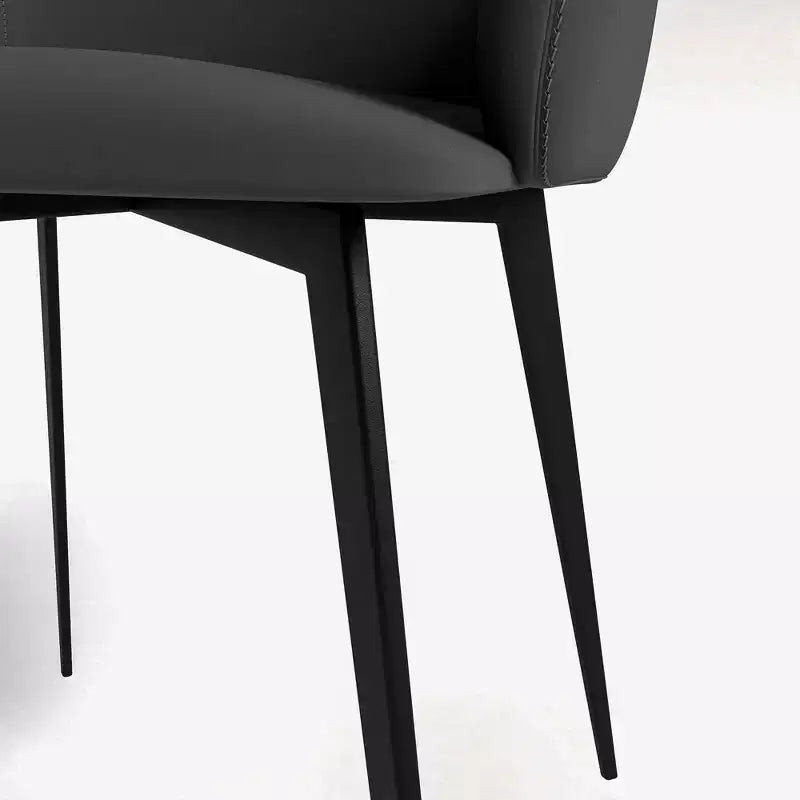 Sedia da pranzo imbottita in tessuto carbone con gambe in ferro, set da 2