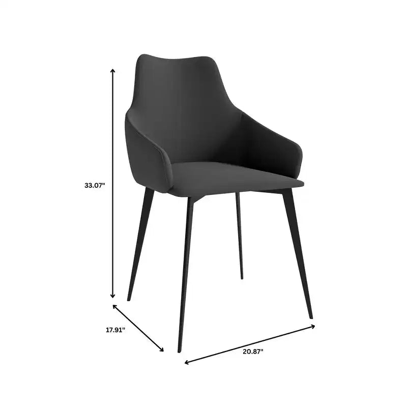 Sedia da pranzo imbottita in tessuto carbone con gambe in ferro, set da 2