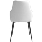 Sedia da pranzo imbottita in tessuto carbone con gambe in ferro, set da 2
