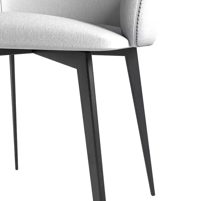 Sedia da pranzo imbottita in tessuto carbone con gambe in ferro, set da 2
