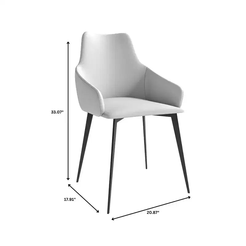 Sedia da pranzo imbottita in tessuto carbone con gambe in ferro, set da 2